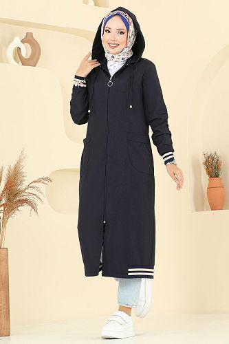 moda selvim Trenchcoat 2722SL432 Navy Blue - Thumbnail