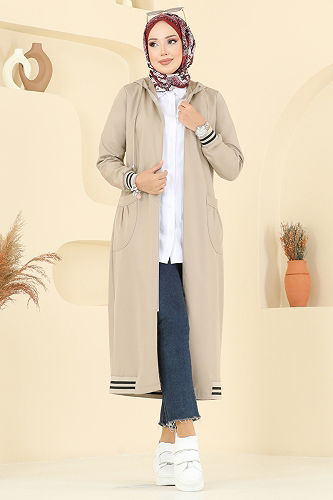 moda selvim Trenchcoat 2722SL432 Stone - Thumbnail