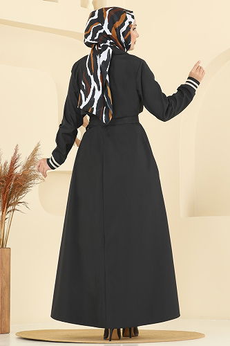 moda selvim Trenchcoat 2732SL432 Black - Thumbnail