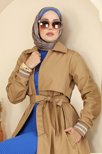 moda selvim Trenchcoat 2732SL432 Camel - Thumbnail