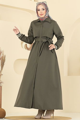moda selvim Trenchcoat 2732SL432 Khaki - Thumbnail