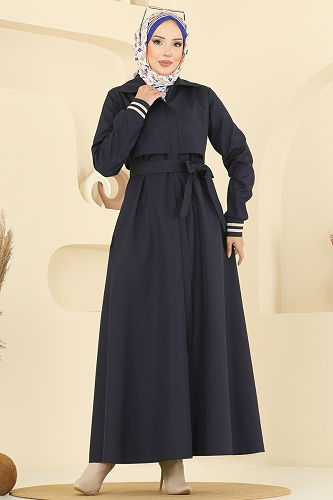 moda selvim Trenchcoat 2732SL432 Navy Blue - Thumbnail