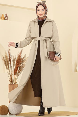 moda selvim Trenchcoat 2732SL432 Stone - Thumbnail