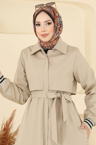 moda selvim Trenchcoat 2732SL432 Stone - Thumbnail