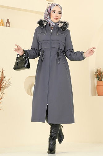 moda selvim Trenchcoat 2814MSA980 Anthracite - Thumbnail