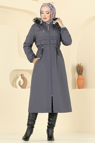 moda selvim Trenchcoat 2814MSA980 Anthracite - Thumbnail