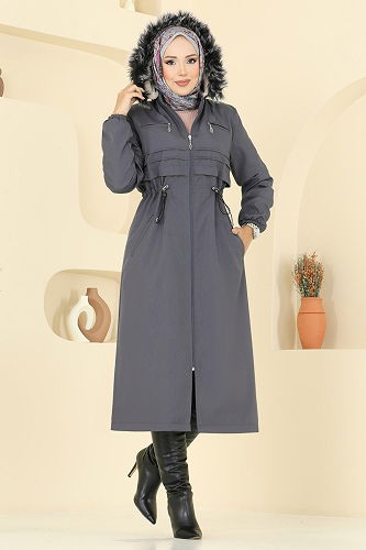 moda selvim Trenchcoat 2814MSA980 Anthracite - Thumbnail