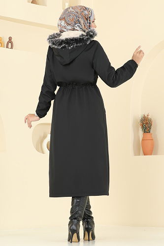 moda selvim Trenchcoat 2814MSA980 Black - Thumbnail