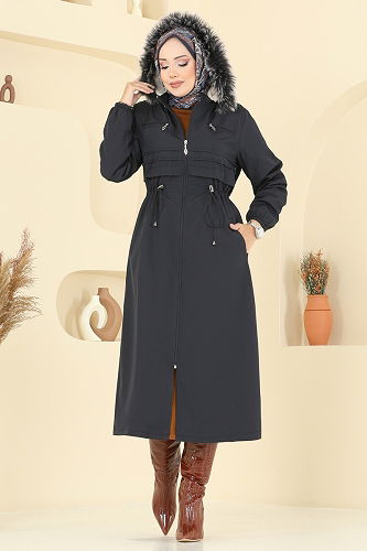 moda selvim Trenchcoat 2814MSA980 Navy Blue - Thumbnail
