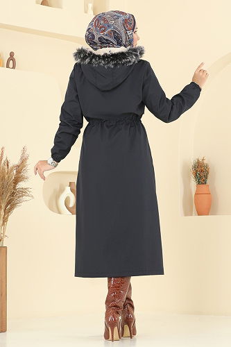 moda selvim Trenchcoat 2814MSA980 Navy Blue - Thumbnail