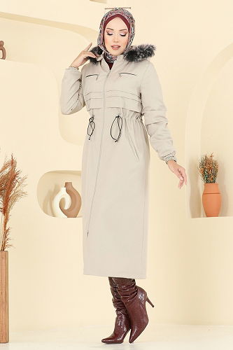 moda selvim Trenchcoat 2814MSA980 Stone - Thumbnail