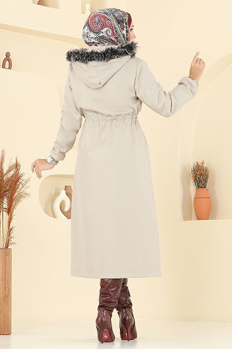 moda selvim Trenchcoat 2814MSA980 Stone - Thumbnail