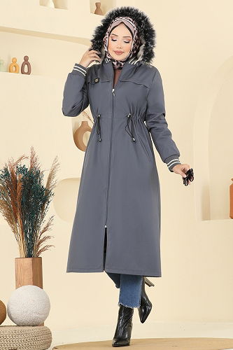 moda selvim Trenchcoat 2815MSA980 Anthracite - Thumbnail