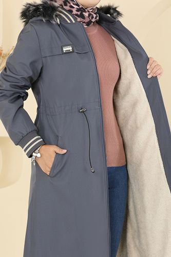moda selvim Trenchcoat 2815MSA980 Anthracite - Thumbnail
