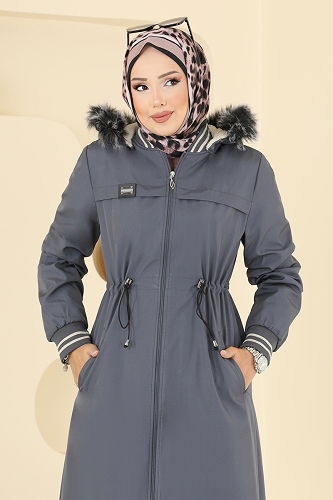 moda selvim ترانشكوت رمادي غامق 2815MSA980 - Thumbnail