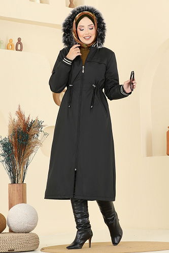 moda selvim Trenchcoat 2815MSA980 Black - Thumbnail
