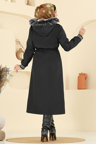 moda selvim Trenchcoat 2815MSA980 Black - Thumbnail