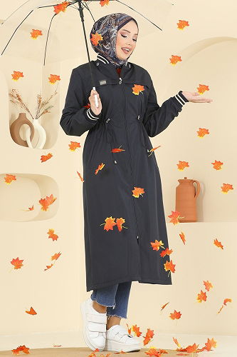 moda selvim Trenchcoat 2815MSA980 Navy Blue - Thumbnail