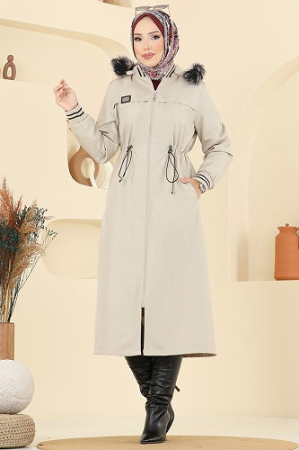 moda selvim Trenchcoat 2815MSA980 Stone - Thumbnail