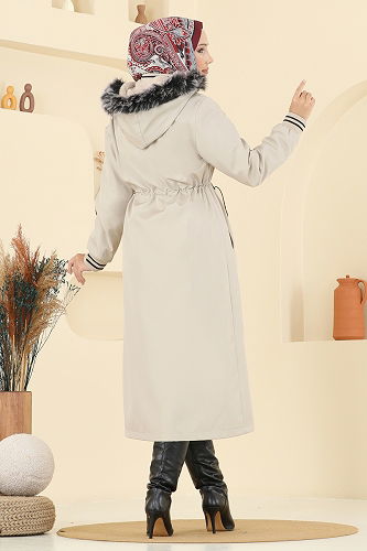moda selvim Trenchcoat 2815MSA980 Stone - Thumbnail