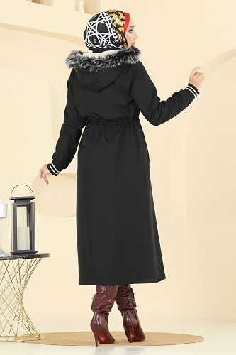 moda selvim Trenchcoat 2817MSA980 Black - Thumbnail