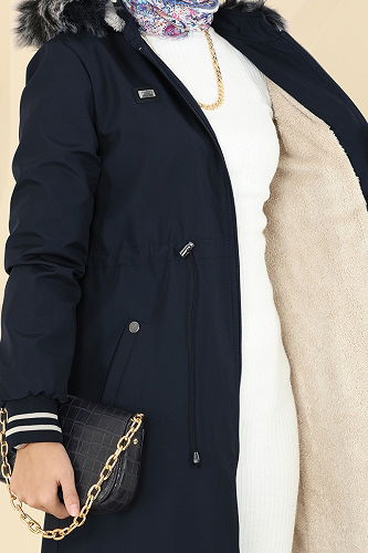 moda selvim Trenchcoat 2817MSA980 Navy Blue - Thumbnail