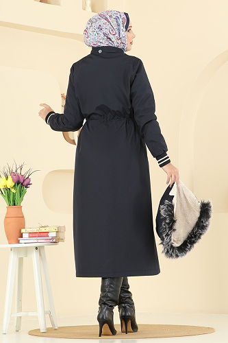 moda selvim Trenchcoat 2817MSA980 Navy Blue - Thumbnail