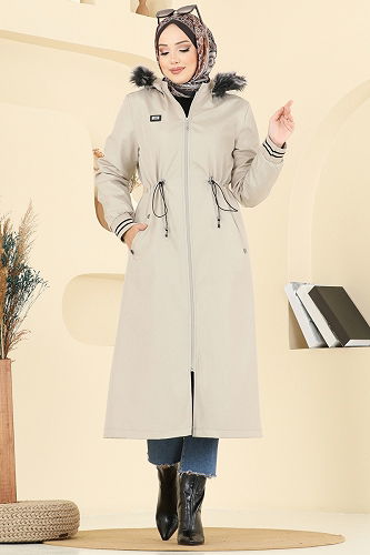 moda selvim Trenchcoat 2817MSA980 Stone - Thumbnail