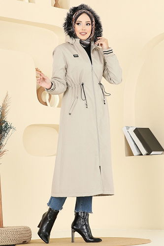 moda selvim Trenchcoat 2817MSA980 Stone - Thumbnail