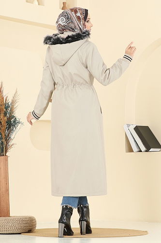 moda selvim Trenchcoat 2817MSA980 Stone - Thumbnail