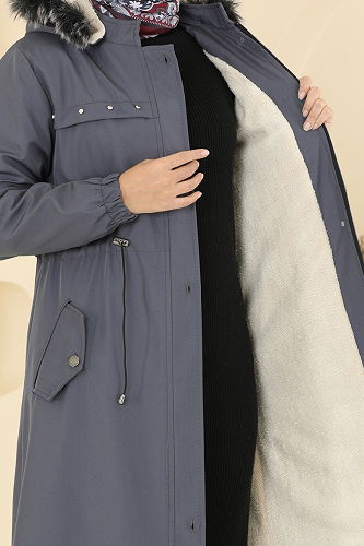 moda selvim Trenchcoat 2818MSA980 Anthracite - Thumbnail