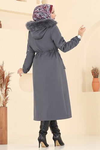 moda selvim Trenchcoat 2818MSA980 Anthracite - Thumbnail