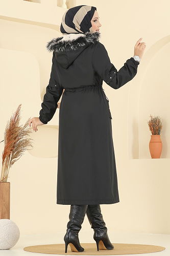 moda selvim Trenchcoat 2818MSA980 Black - Thumbnail