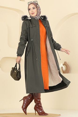 moda selvim Trenchcoat 2818MSA980 Khaki - Thumbnail