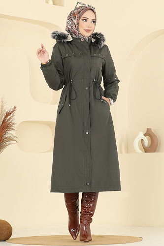 moda selvim Trenchcoat 2818MSA980 Khaki - Thumbnail