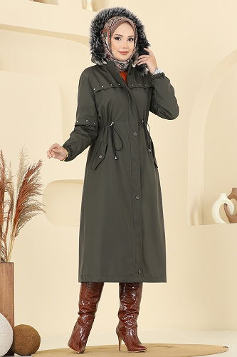moda selvim Trenchcoat 2818MSA980 Khaki - Thumbnail