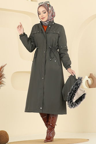 moda selvim Trenchcoat 2818MSA980 Khaki - Thumbnail