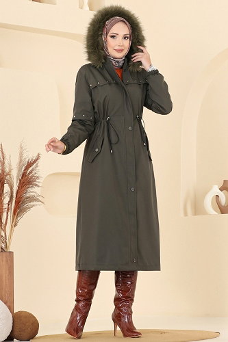 moda selvim Trenchcoat 2818MSA980 Khaki - Thumbnail