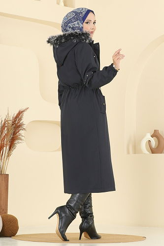 moda selvim Trenchcoat 2818MSA980 Navy Blue - Thumbnail