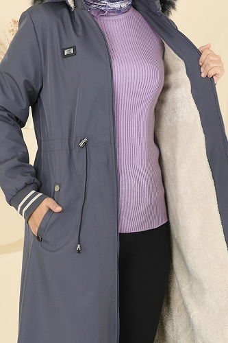 moda selvim Trenchcoat 2819MSA980 Anthracite - Thumbnail