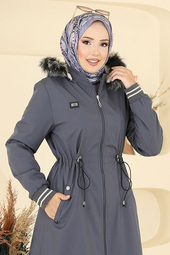 moda selvim Trenchcoat 2819MSA980 Anthracite - Thumbnail