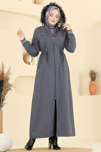 moda selvim Trenchcoat 2819MSA980 Anthracite - Thumbnail