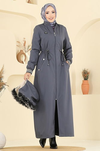 moda selvim ترانشكوت رمادي غامق 2819MSA980 - Thumbnail