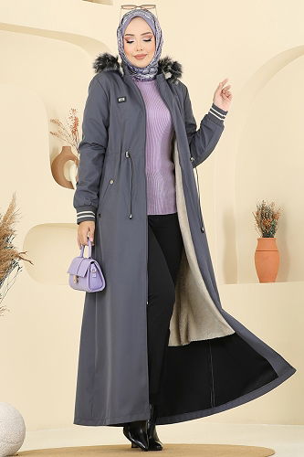 moda selvim ترانشكوت رمادي غامق 2819MSA980 - Thumbnail