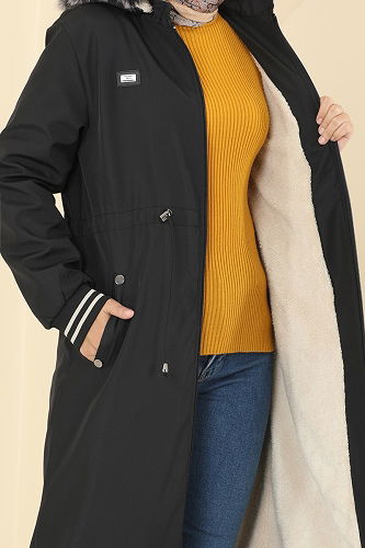 moda selvim Trenchcoat 2819MSA980 Black - Thumbnail