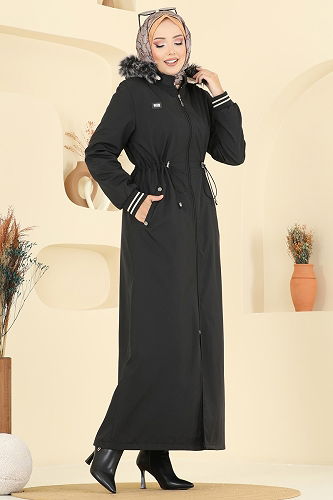 moda selvim Trenchcoat 2819MSA980 Black - Thumbnail