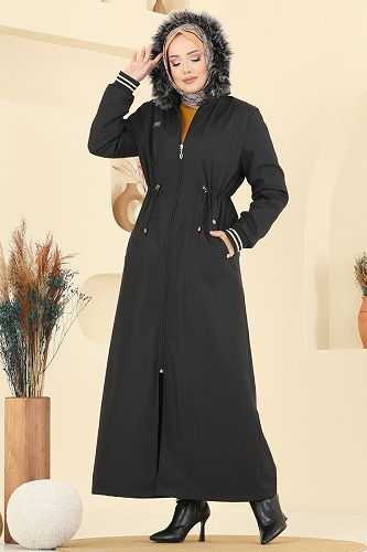 moda selvim Trenchcoat 2819MSA980 Black - Thumbnail