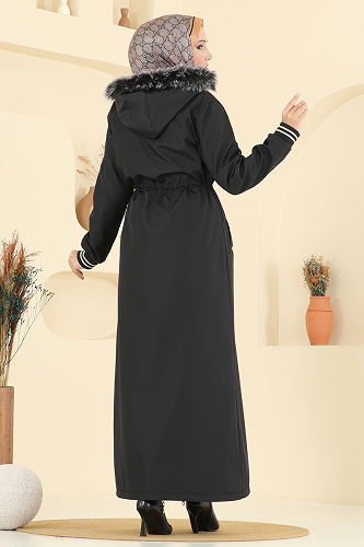 moda selvim Trenchcoat 2819MSA980 Black - Thumbnail