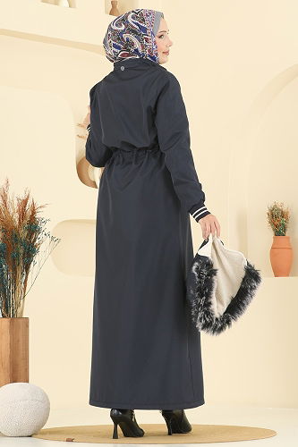 moda selvim Trenchcoat 2819MSA980 Navy Blue - Thumbnail