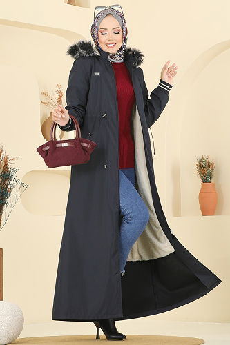 moda selvim Trenchcoat 2819MSA980 Navy Blue - Thumbnail